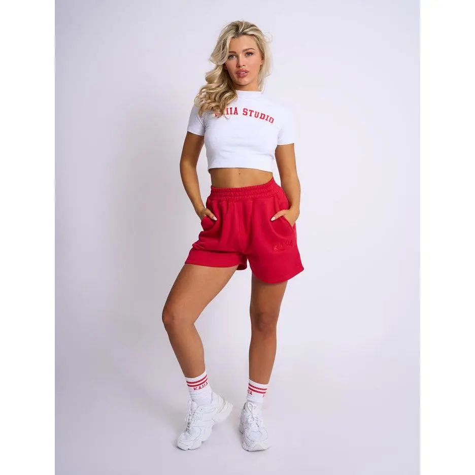 Kaiia Logo Sweat Shorts Red