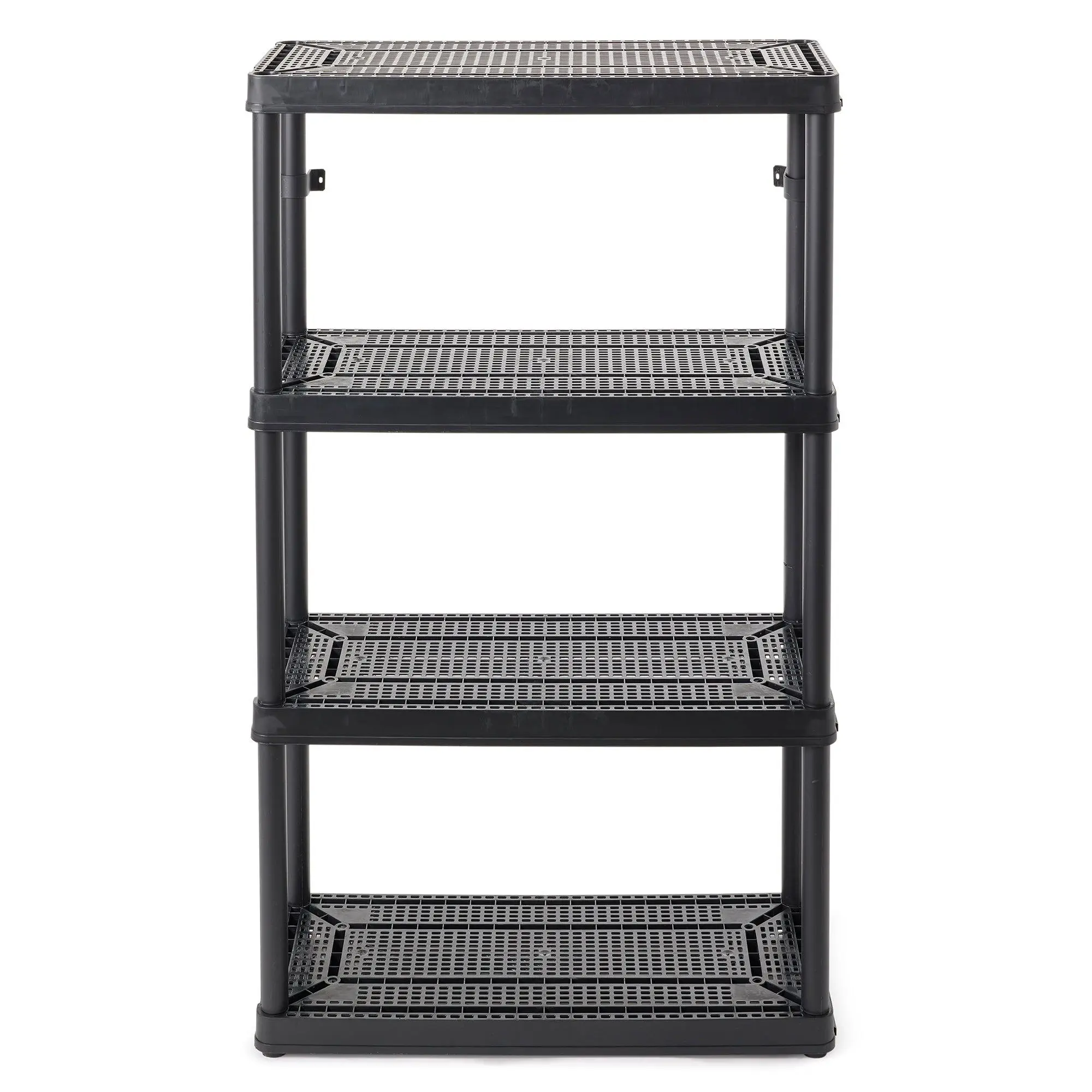 Gracious Living 4-Shelf Fixed Height Ventilated Shelving Unit, Black (2 Pack)