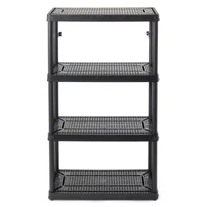 Gracious Living 4-Shelf Fixed Height Ventilated Shelving Unit, Black (2 Pack)