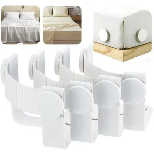 Bed Sheet Holders 4-Pack - Wrinkle-Free Grip - No-Lift Installation for All Mattress Sizes (Twin, Full, Queen, King) - Fitted & Flat Sheets (White, X-Large)