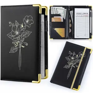 Server Books for Waitress, PU Leather Server Book with Zipper Pockets, Flower  Waitress Book with Pen Holder Fit Server Apron Check Presenters for Restaurants