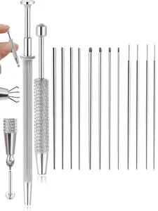 14 Pcs Piercing Tool Set Professional & Complete Surgical Stainless Steel Multi-Gauge Piercing Taper Needles + Ball Grabber Tool For Body Piercing Artists Beginners Studio Use Gift