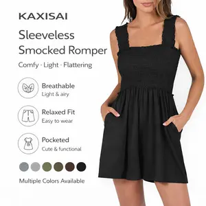 Women’S Sleeveless Wide Leg Romper – High Waist Backless Strap Jumpsuit Casual Summer Loose Fit Pocket Shorts Women'S Sleeveless Casual Dress Light