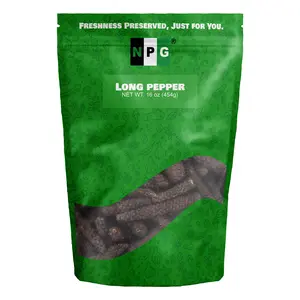 NPG Long Pepper 16 Oz, Whole Long Black Pepper, Longum Black Peppercorns, Pippali Aromatic Spice for Indian, Middle Eastern, and Mediterranean Cuisine