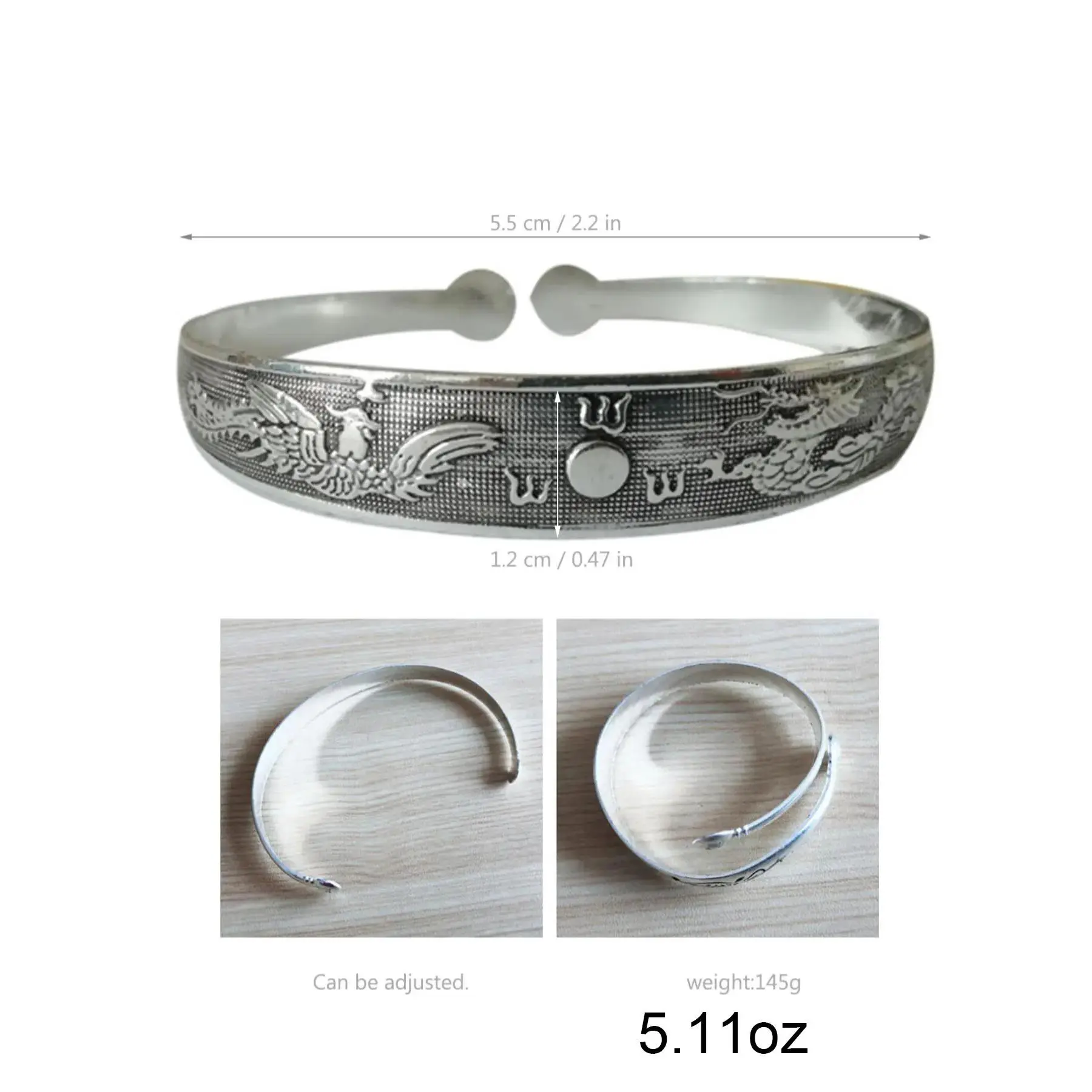 Vintage Chinese Style Cuff Bangle, Adjustable Engraving Bangles, Exquisite Bracelet for Women & Men, Fashion Accessories for Daily Wear