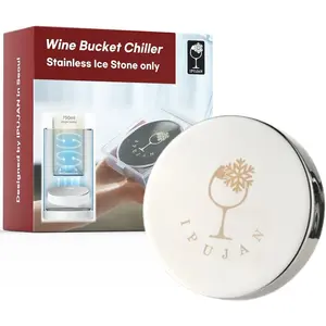 750ml Iceless Wine Bucket Chiller Stainless Ice Stone Ice Puck Keeps Wine Cold up to 5 Hours for Champagne with Wine Chilling Bag Wine Marble Bucket