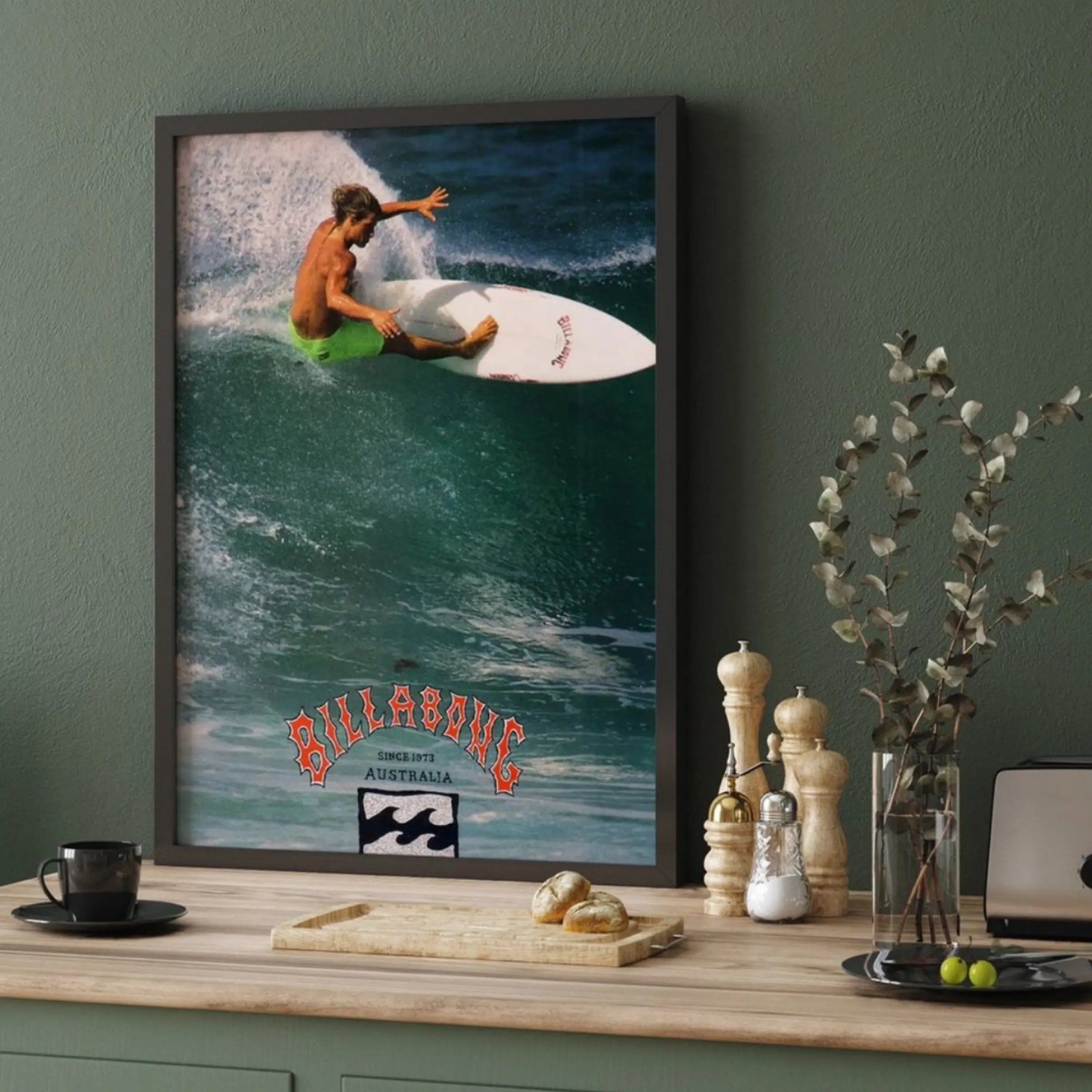 Vintage 1990 Billabong Surfing Poster, Retro Surf Print, Beach House Decor, Surfer Gift, Coastal Bedroom Art