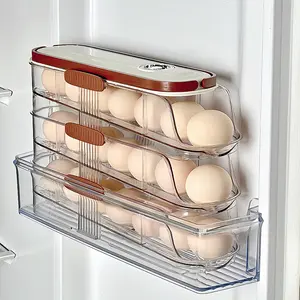 Rolling Egg Storage Box Refrigerator Side Door Anti-Fall Egg Box Egg Tray Dispenser Household Kitchen Storage Egg Rack