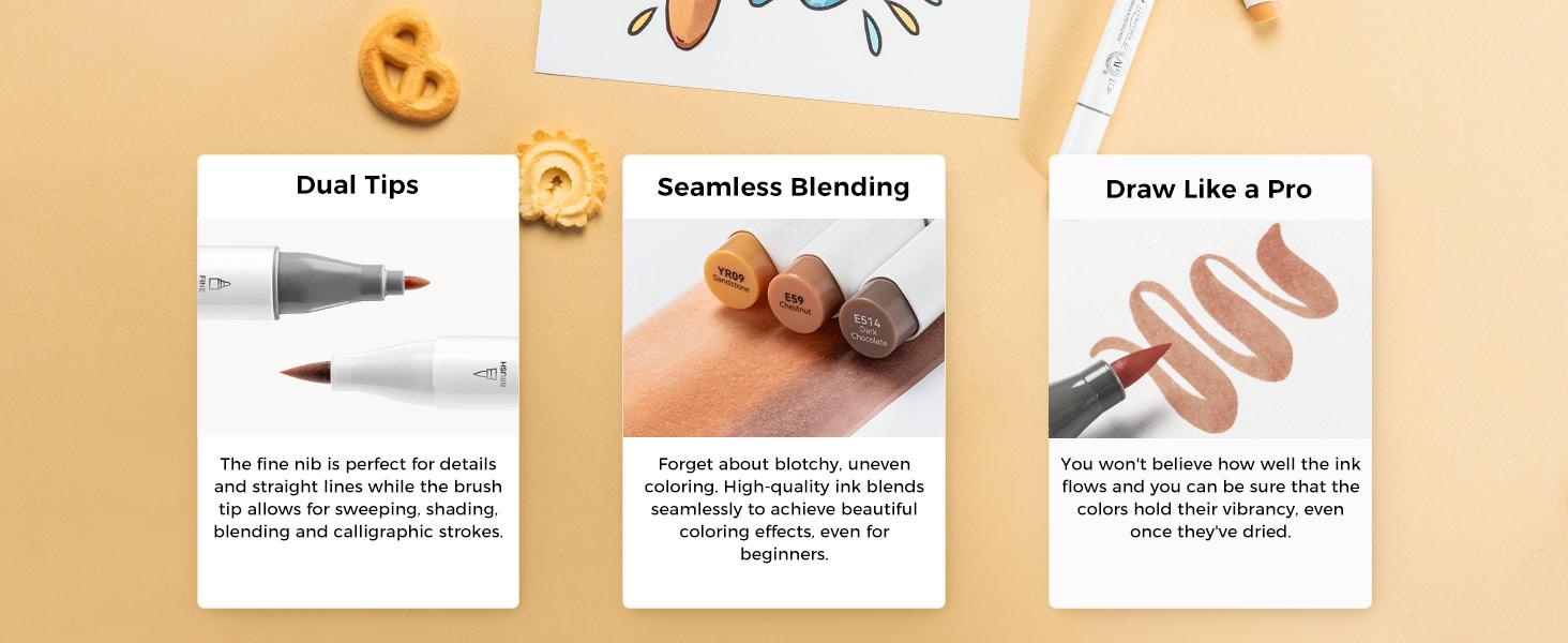 Ohuhu Skin Tone Alcohol Markers: Brush & Fine - 36 Colors - Portrait Skin Color Markers for Artist Adults Coloring Illustration - Fine and Brush Dual Tips - Refillable - AP Certificated - Honolulu B Series of Ohuhuart Ohuhu Skin Tone Alcohol Markers: Brush & Fine - 36 Colors - Portrait Skin Color Markers for Artist Adults Coloring Illustration - Fine and Brush Dual Tips - Refillable - AP Certificated - Honolulu B Series of Ohuhuart