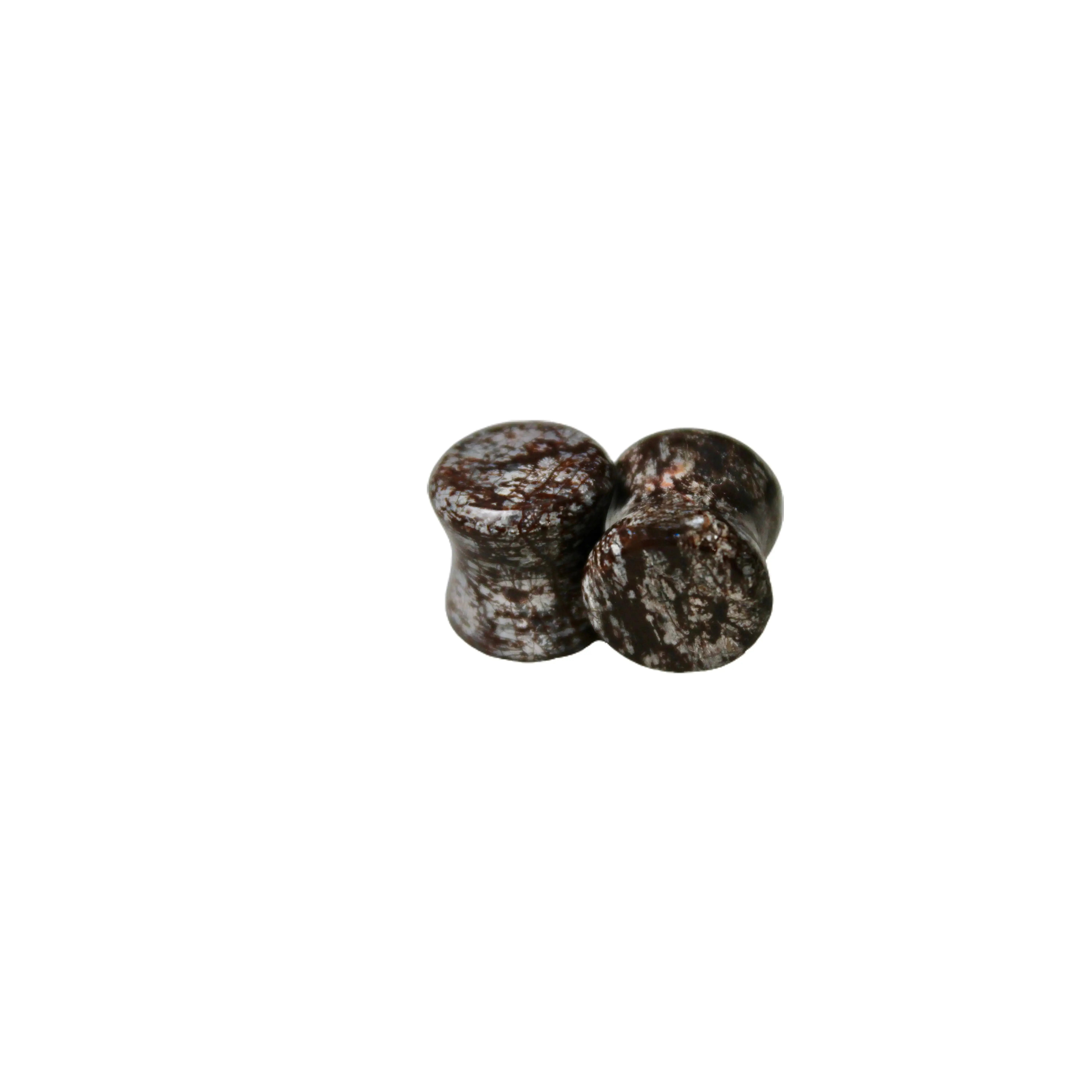 Brown Snowflake Obsidian Stone Double Flare for Gauged Ears
