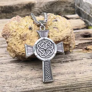 GTHIC Unisex Celtic Cross Knot Stainless Steel Viking Pendant For Daily Wear Birthday Gift