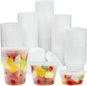 Food Storage Containers with Lids, 8oz, 16oz, 32oz Plastic Deli Containers with Lids Freezer Storage Containers, BPA Free Leakproof, Microwave | Dishwasher | Freezer Safe