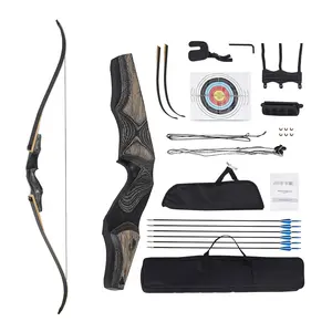 60-Inch Takedown Recurve Bow with Wooden Bow Arrow Kit for Right-Handed Archers | 50-Pound Draw Weight, Great for Hunting, Practice, Target Shooting, Outdoor Camping and Training Gear
