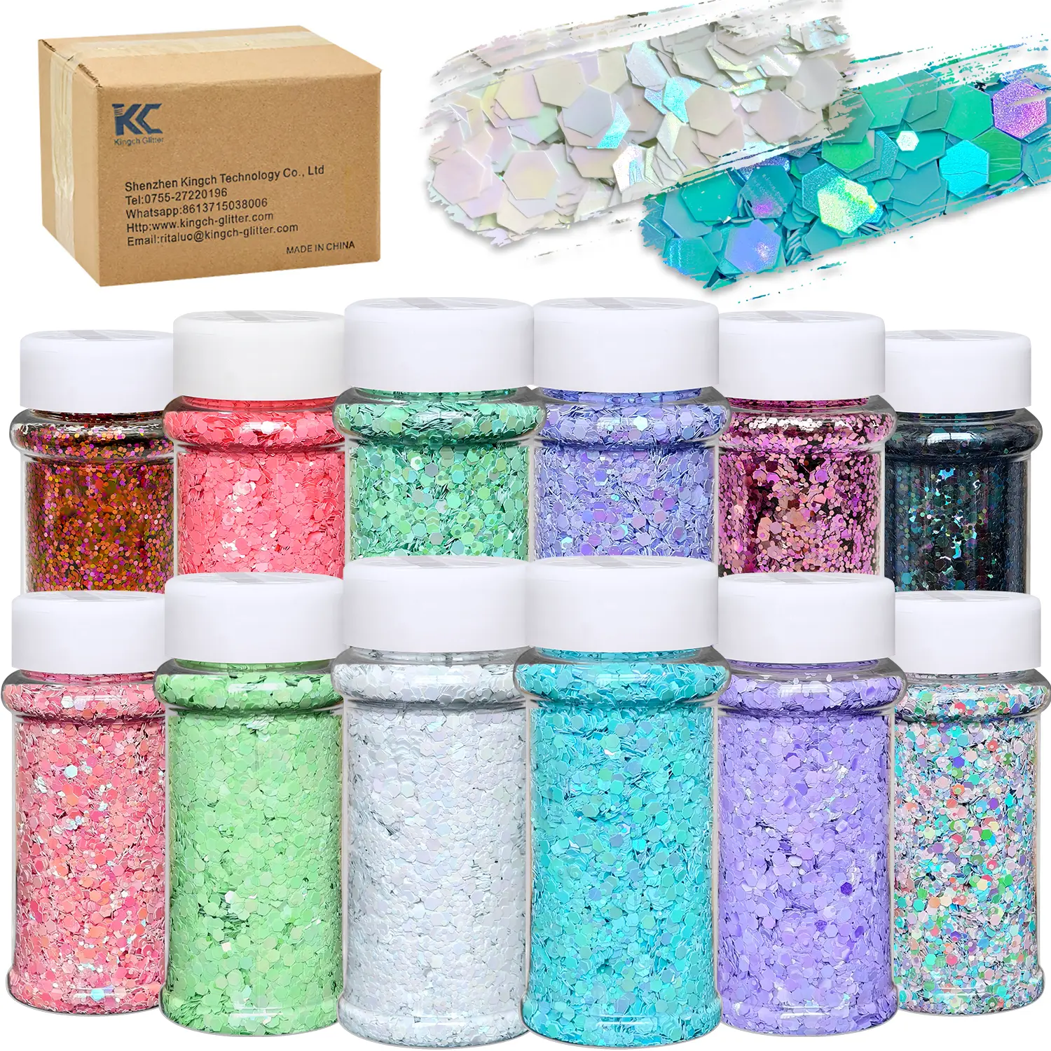 Holographic coarse grain eye shadow flash powder, 12 colors, colorful craft flash powder, suitable for resin crafts, cosmetics, art festival decoration, Easter Halloween Christmas flash suit