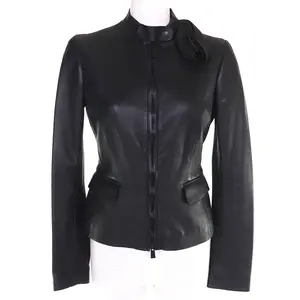 Pre-owned Valentino Lambskin Small Leather Goods Rose motif leather jacket