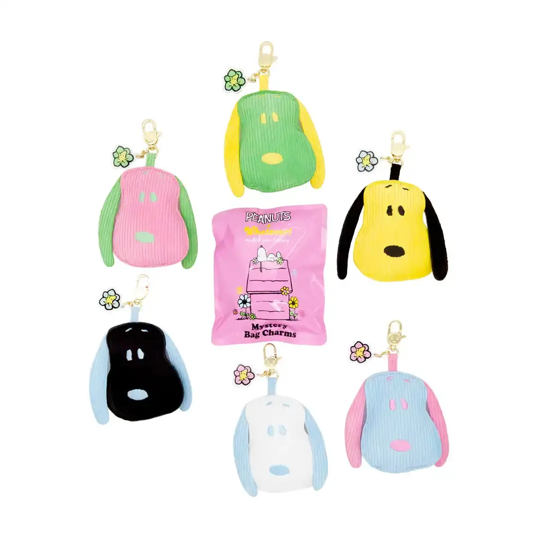 Peanuts Snoopy Head Padded Soft Corduroy Bag Accessory - Whatever Makes You Happy Sherbet Spring Mix Mystery Box Item, Backpack Accent, Collectible Plush, Character Pin & Twillie, Collectible Variety