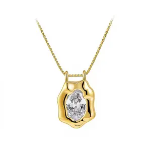 Melted Gold Solitiare Necklace- Waterproof