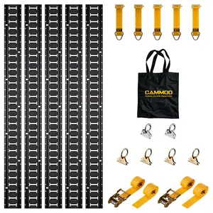 CAMMOO 5FT E-Track Rail Kit with 2200lbs Load Capacity,18 Pcs Includes 5 Rails, 2 Ratchet Straps,5 D-Rings, 4 Standard O-Rings, 2 Heavy Duty O-Rings & Storage Bag, for Trucks, Vans, Trailers, Black