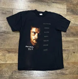 [Sale up to 40%], [Free Ship] Vintage 1996 Se7en Movie Promo Brad Pitt T-Shirt