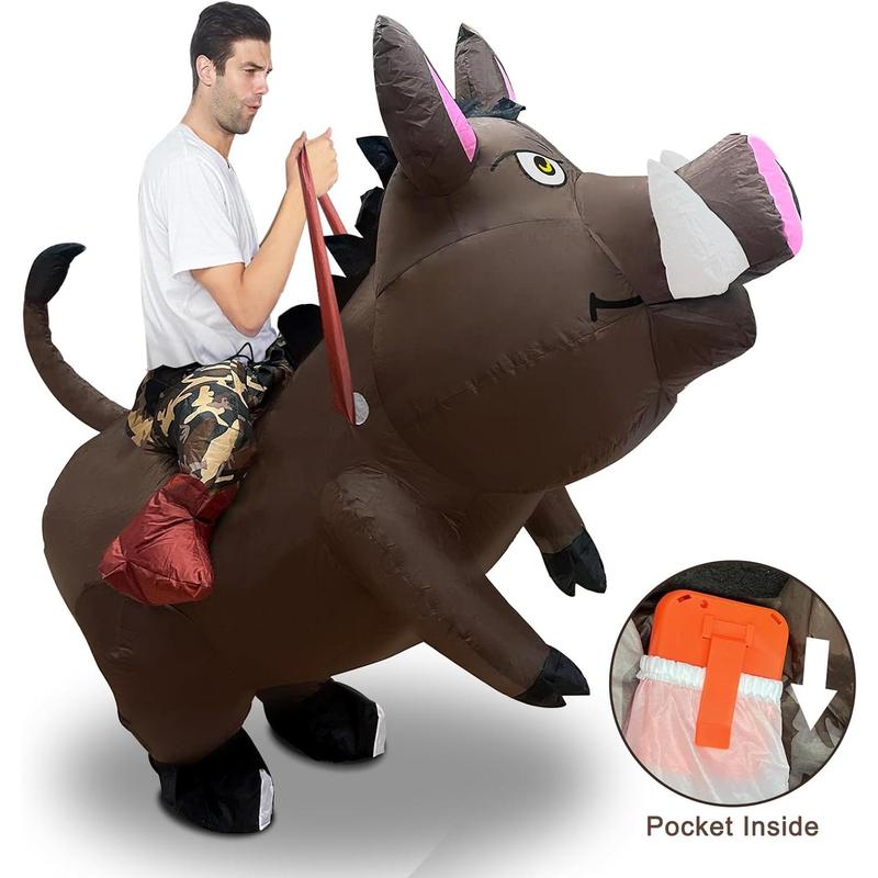 Halloween Inflatable Warthogs Rider Costume Funny Blows Up Riding   Costume for Halloween Party Adult Men Women