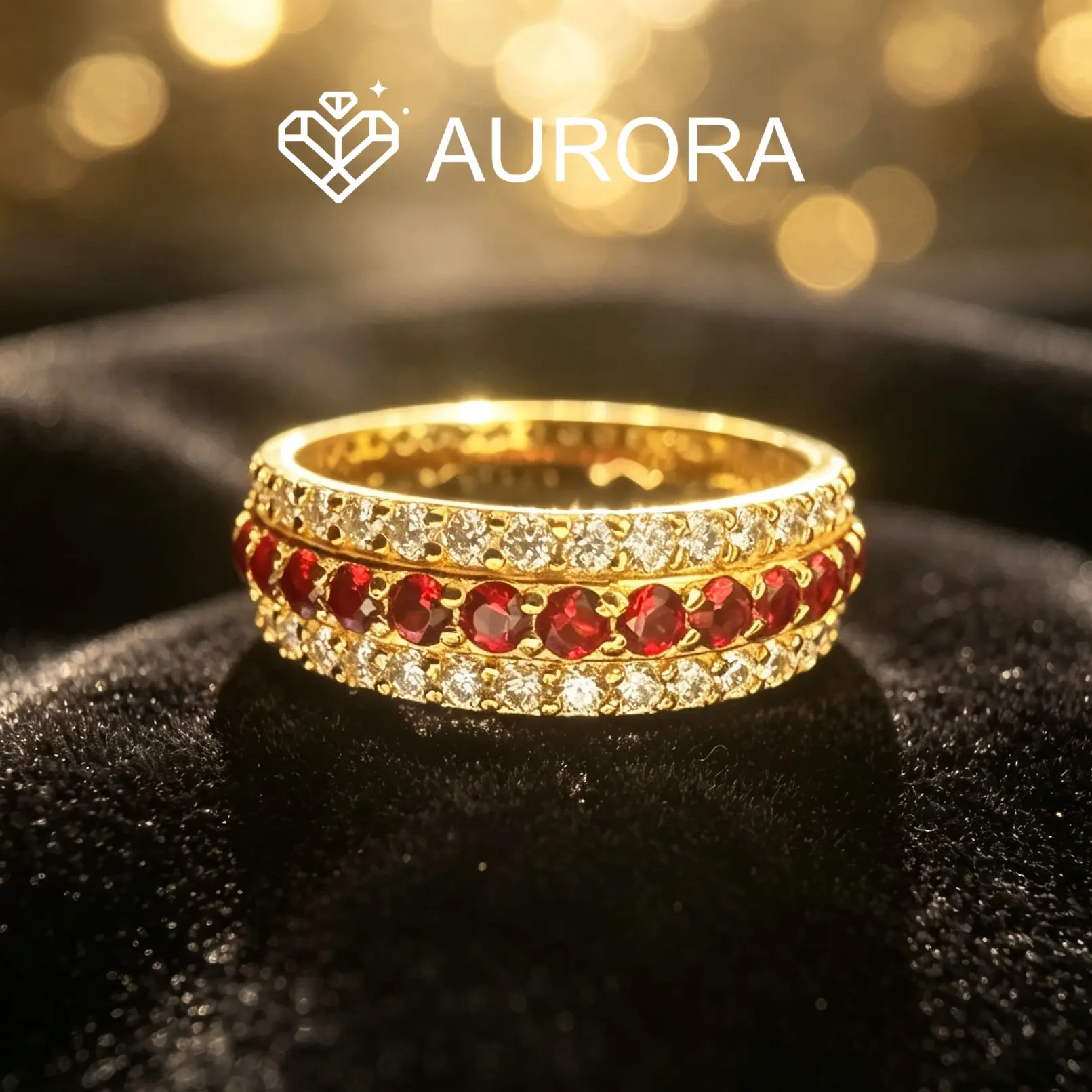 【#257 Zora】925 Sterling Silver Round Shape VVS1 Grade Moissanite & Ruby Ring, Anniversary Wedding Engagement Artificial Gemstone Jewelry