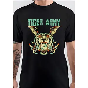 Tiger Army Bat Tiger Bell, First choice of high-quality cotton. Illustrated printed T-shirt. DIY multi-purpose commodity. Preferred gift for spring, summer, autumn and winter, Halloween, Christmas and Thanksgiving.