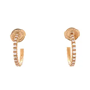 Pre-owned Cartier Etincelle de Cartier Hoops Earrings 18K Rose Gold and Diamonds Small by Rebag