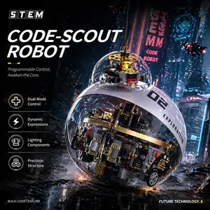 STEM Intelligent Programmable Spherical Magnetic Robot Building Block Kit, Sci-Fi Smart Orb Remote Control Electric Educational Assembly Toy, Creative Science & Engineering Learning Gift for Boys & Girls
