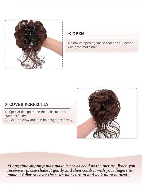 Bun Hair Piece with Claw Clip, Synthetic Soft Hairpieces Fake Hair Bun for Women, Updo Chignon Ponytail Extension