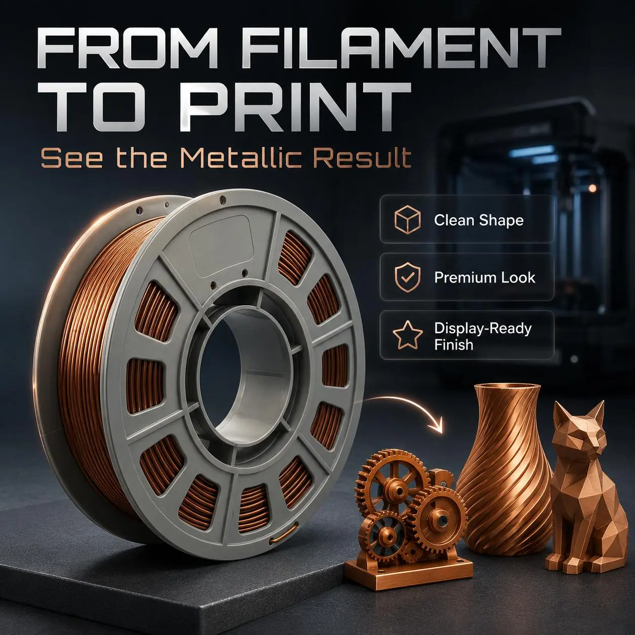 Metallic Orange PETG 3D Printer Filament, 300g (0.66lbs) Mini Test Spool 1.75mm ±0.02mm, Low Shrinkage, Less Warping, No Stringing, Smooth Metallic Finish, Ideal for Color Testing & Small DIY Models