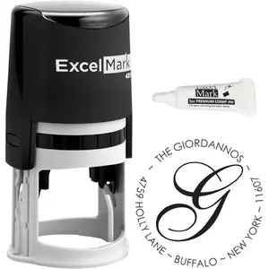 Self Inking Address Stamp with Monogram Style 195 with 5cc Ink Bottle (A43)