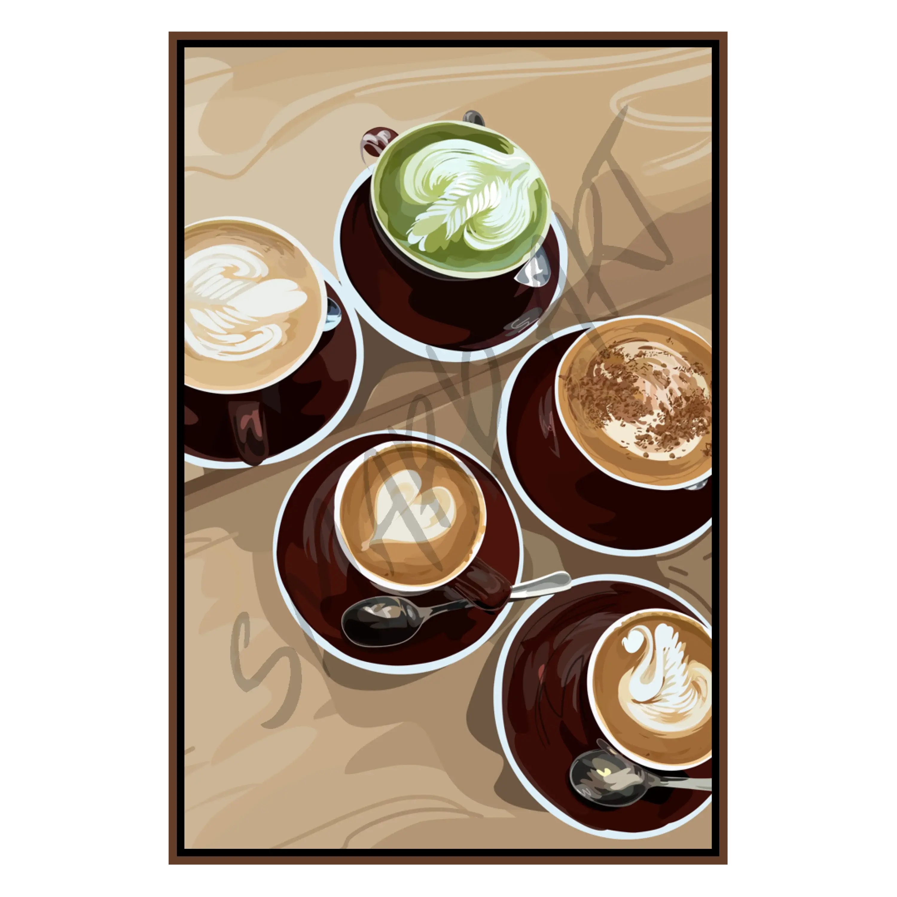 Mocha Family  Smard Black Wall Art Print/ Canvas for Home /Office Decor - Smard Black Wall Art Print/ Canvas for Home /Office Decor