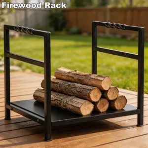 Multipurpose Firewood Log Rack with Non-Slip Handles, 110 LBS Capacity Firewood Holder, Rust-Proof Steel Stand for Fireplace, Camping & Patio summervibes