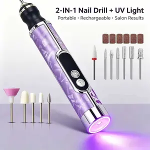 Lazy Man Nail Art Tool, Rechargeable Polisher & Gel Nail Lamp Combo, Nail Salon Supplies, Perfect for On-The-Go Nails, Ideal Gift for Beginners