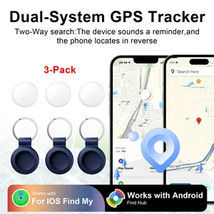 3-Piece Dual System Global Tracker, Key Silicone Case, No Monthly Fee, Rechargeable Battery, Compatible with iOS/android Devices