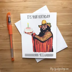 Funny 1980s Wrestler Birthday Card, Happy Birthday Card for Father, Birthday Gift Boyfriend, Birthday Party Husband, Pro Wrestling Gift