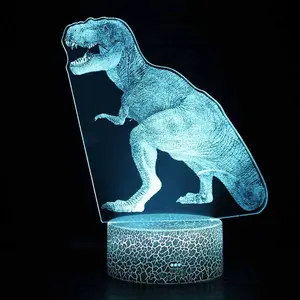 Acrylic carved 3D desk lamp, small night light, dinosaur shaped light, remote control LED visual stereoscopic night light 05