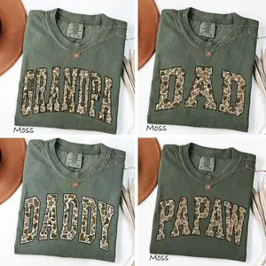 Comfort Colors Custom Father’s Day Shirt, Personalized Dad Grandpa Daddy Papaw Tee, Moss Color Grandpa Gift, Camo Letter Family Shirt – DPCLICK