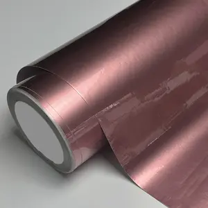 Ultra Glossy Candy Rose Gold Metallic Vinyl Wrap Film Self Adhesive Car Motorcycle Decoration Sticker Decal With Air Release