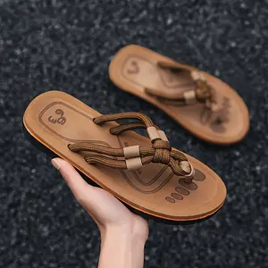 Men's Classic Retro Slippers - Comfortable, non-slip EVA sole slippers suitable for summer beach and outdoor activities, available in brown and black options, summer footwear |   Classic slippers |   EVA soles are comfortable, summer sandals