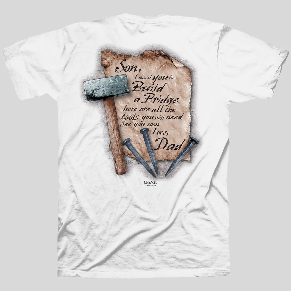 Men's Christian Graphic T-Shirt, Classic Fit 100% Cotton Top with an Inspirational Bridge Cross Faith Design, Hem