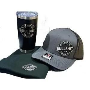 Hat + Beanie + 20 oz Tumbler Bundle - Keep The BS to a minimum Patch on a Richardson 112 Trucker Hat