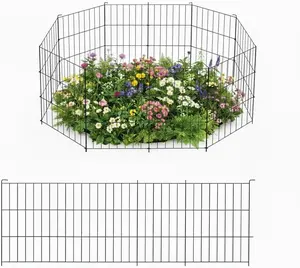 10-Pack No Dig Animal Barrier Fence, 16" x 10FT Rustproof Metal Garden Fence Border, Decorative Dog Fence, Flower Bed Protector, Outdoor Yard & Landscape Edging Panels