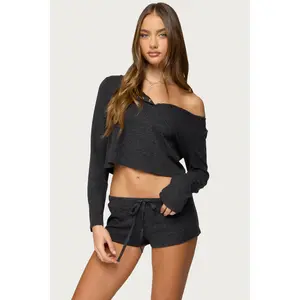 Teddy Cropped Waffle Top