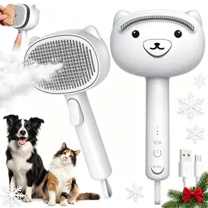 Ellenpent steam grooming brush for cats and dogs, self-cleaning deshedding cat brush, spray hair removal comb for shedding fur, silicone scraper included, pet steam brush, pet hair removal tool, dog grooming kit rake,pet hair removal tool Groomer Tools