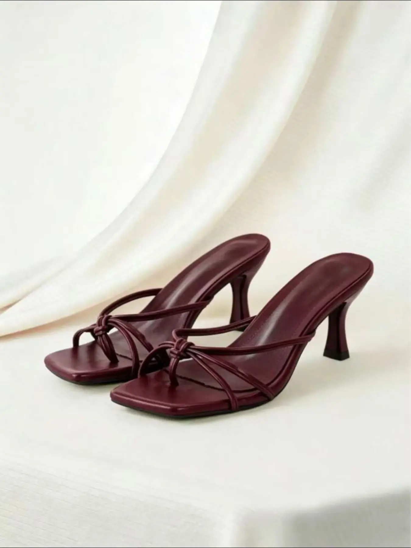 Women's Fashionable Solid Color Stiletto Heeled Rubber Sandals, Elegant Square Toe High Heel Sandals for Party, Banquet, Exquisite Heels for Women, Cocktail Sandals