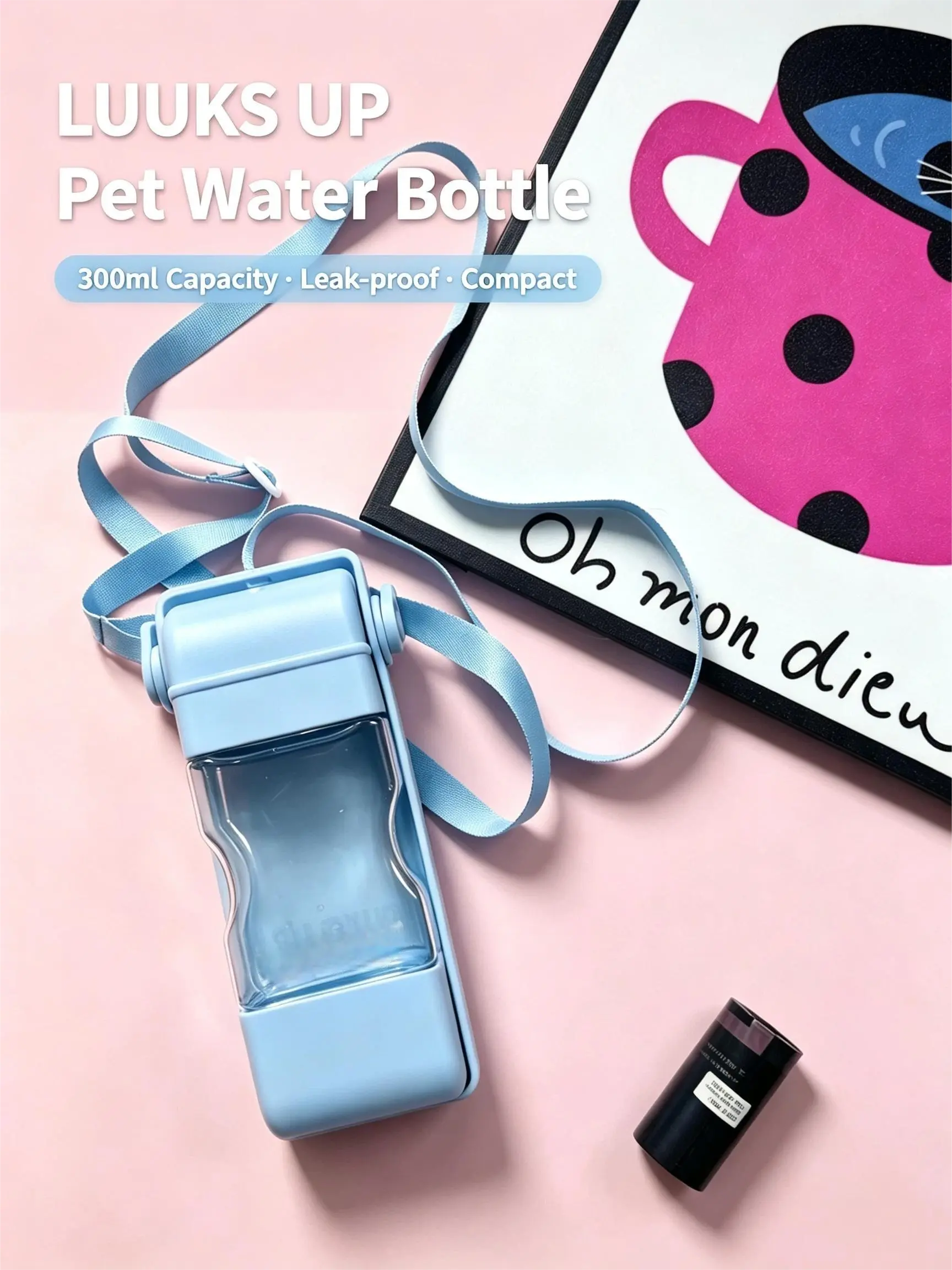 LUUKS UP 300ml Portable Pet Bottle With Poop Bag anti-slip base new year present cat bowl