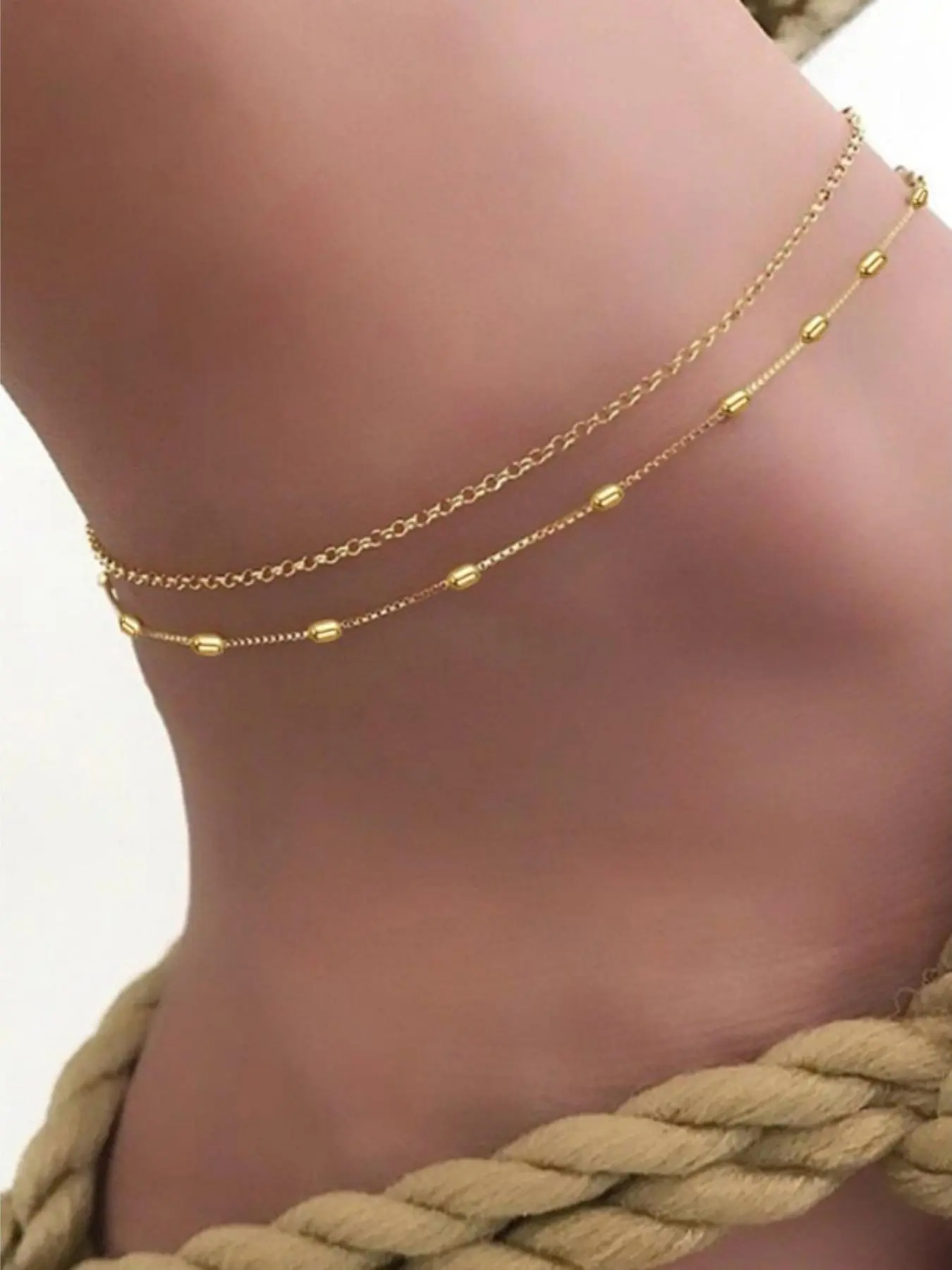 Minimalist Chain Anklet, Dainty Layered Anklet, Fashionable Anklet for Women & Girls, Casual Trendy Body Jewelry for Party, Daily Decor, Trendy All-match & Exquisite Jewelry for Birthday Gift, Trendy Fashionable Accessories