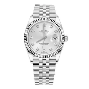 Rolex Datejust 36 116234 Steel White Gold Fluted Bezel Silver Diamond Dial WHT031673