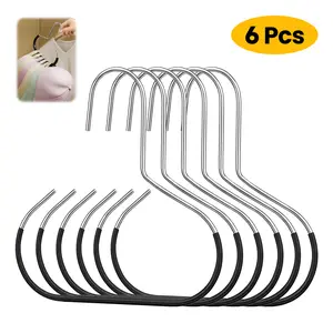 6 Pcs Scarf Hangers Metal Belt Hat Ring Hanger with Grip Coating, Scarf Organizer Storage Holders for Ties Scarves Belts Tank Tops Hat Hooks (Black)